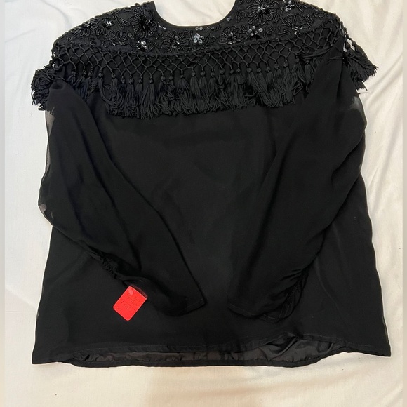 Diane Freis 2 Piece 100% Silk Tassels Blinged Top with 2 layers Flared Skirt - Picture 6 of 14